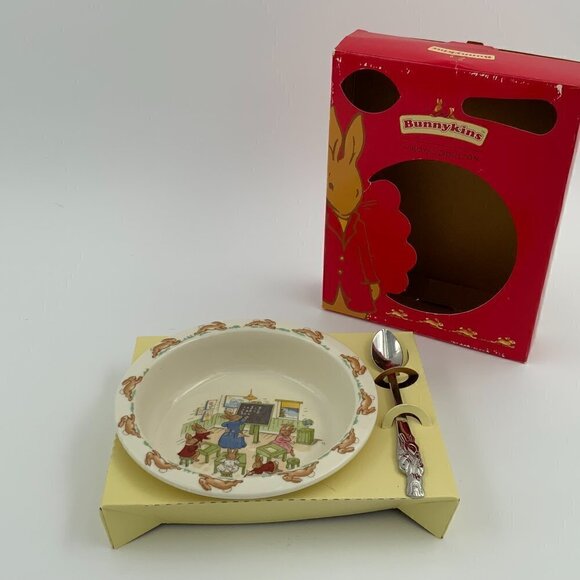 Royal Doulton Bunnykins Nurseryware Bowl & Spoon Set Original Box - Picture 1 of 4